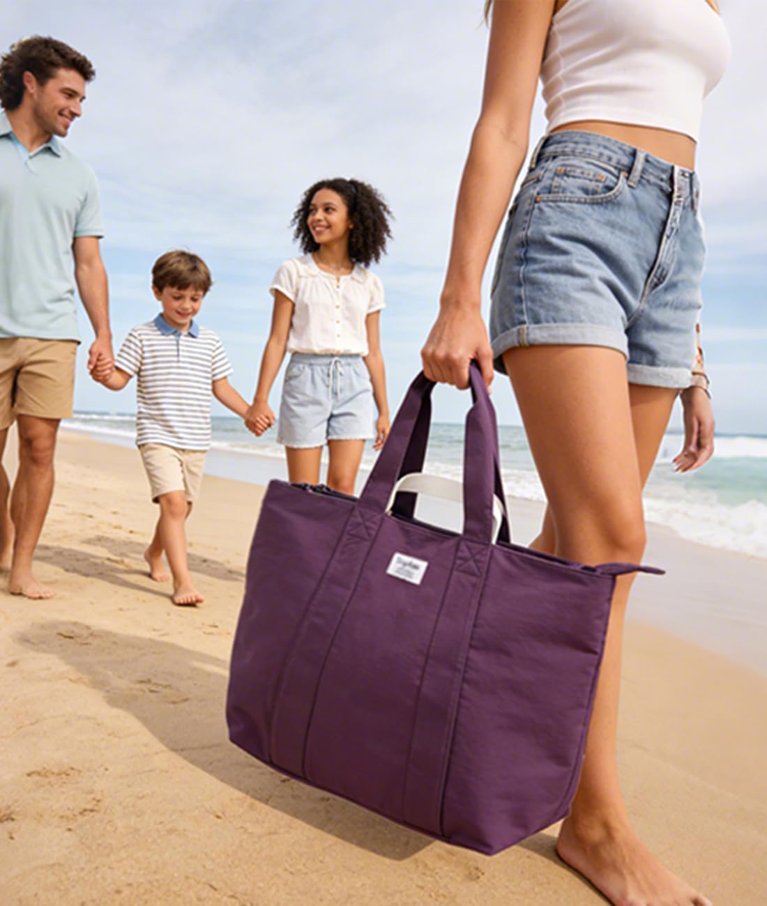 Custom Cotton Travel Weekender Tote Bag with Zipper