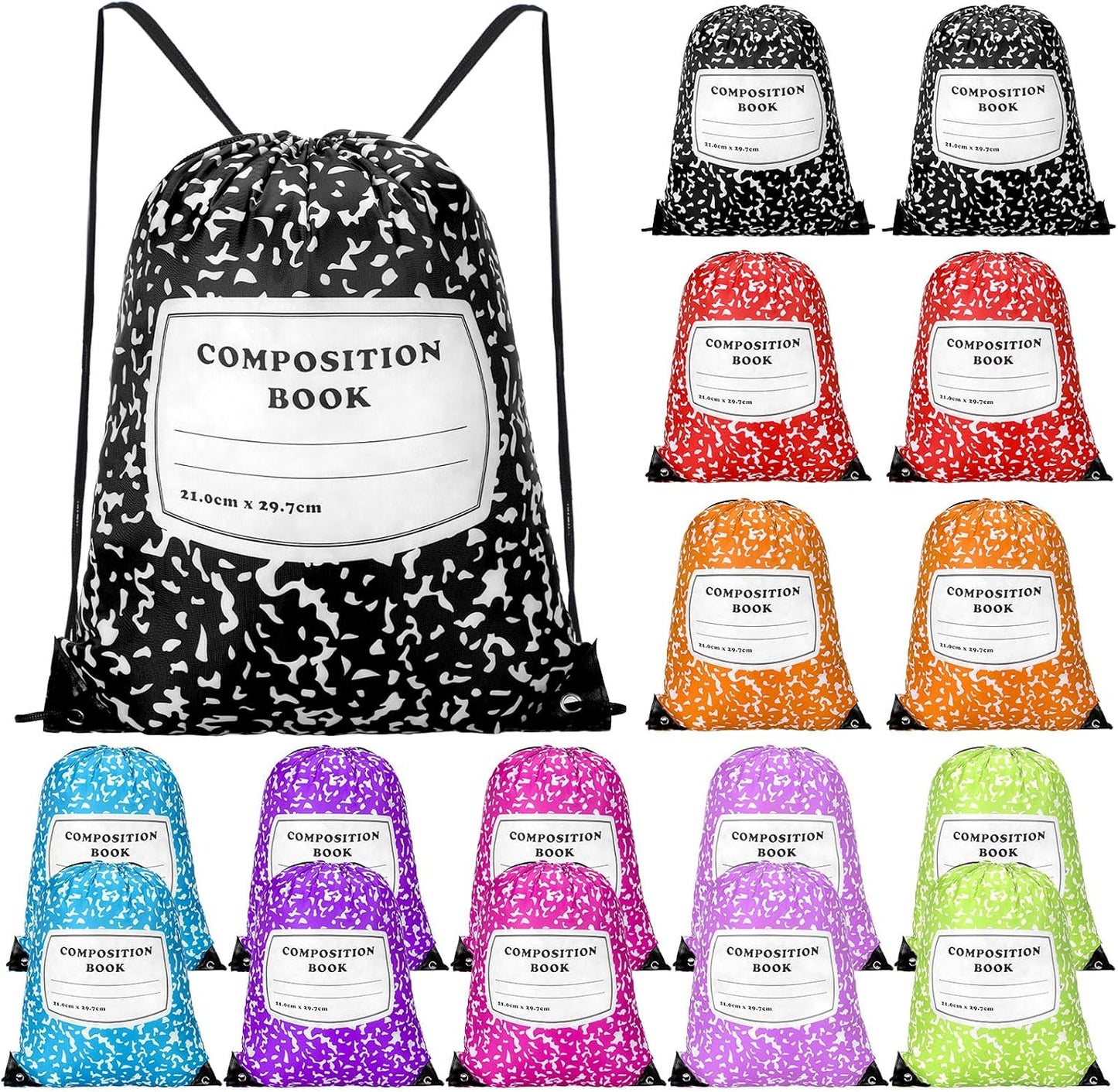 Custom Drawstring Backpack with Composition Book Print