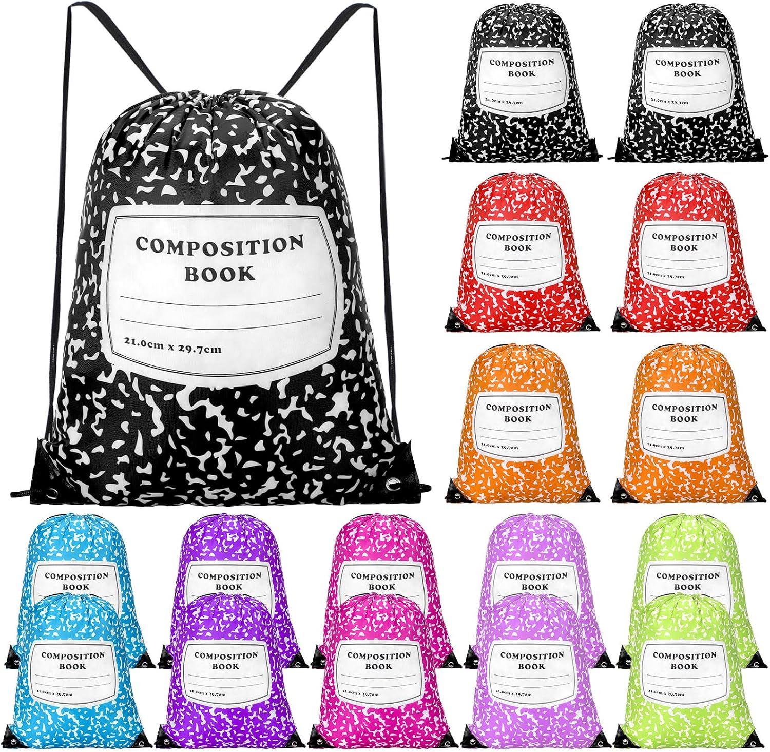 Custom Drawstring Backpack with Composition Book Print