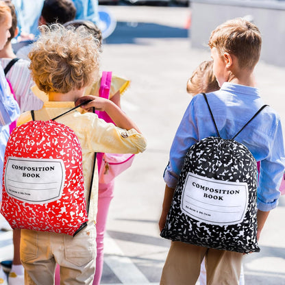 Custom Drawstring Backpack with Composition Book Print