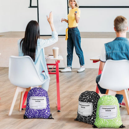 Custom Drawstring Backpack with Composition Book Print