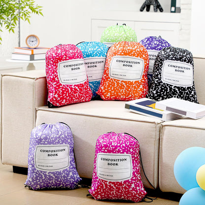 Custom Drawstring Backpack with Composition Book Print
