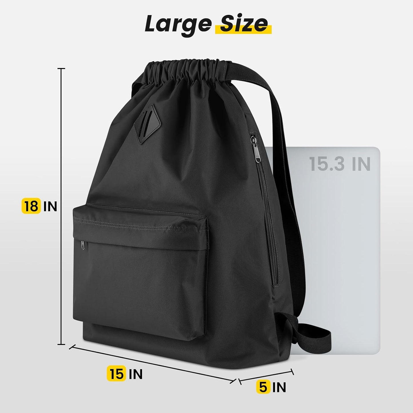 Custom Drawstring Gym Backpack with Front and Side Pockets