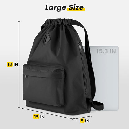 Custom Drawstring Gym Backpack with Front and Side Pockets
