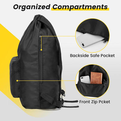 Custom Drawstring Gym Backpack with Front and Side Pockets