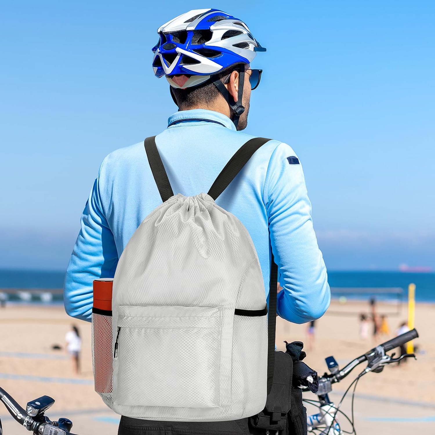 Custom Drawstring Gym Backpack with Water Bottle Holder