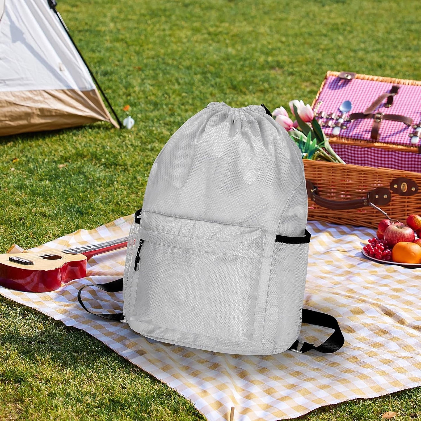 Custom Drawstring Gym Backpack with Water Bottle Holder