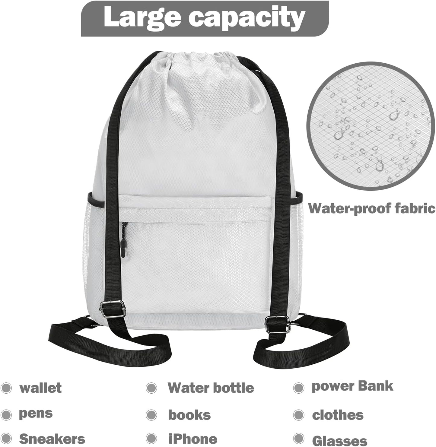 Custom Drawstring Gym Backpack with Water Bottle Holder
