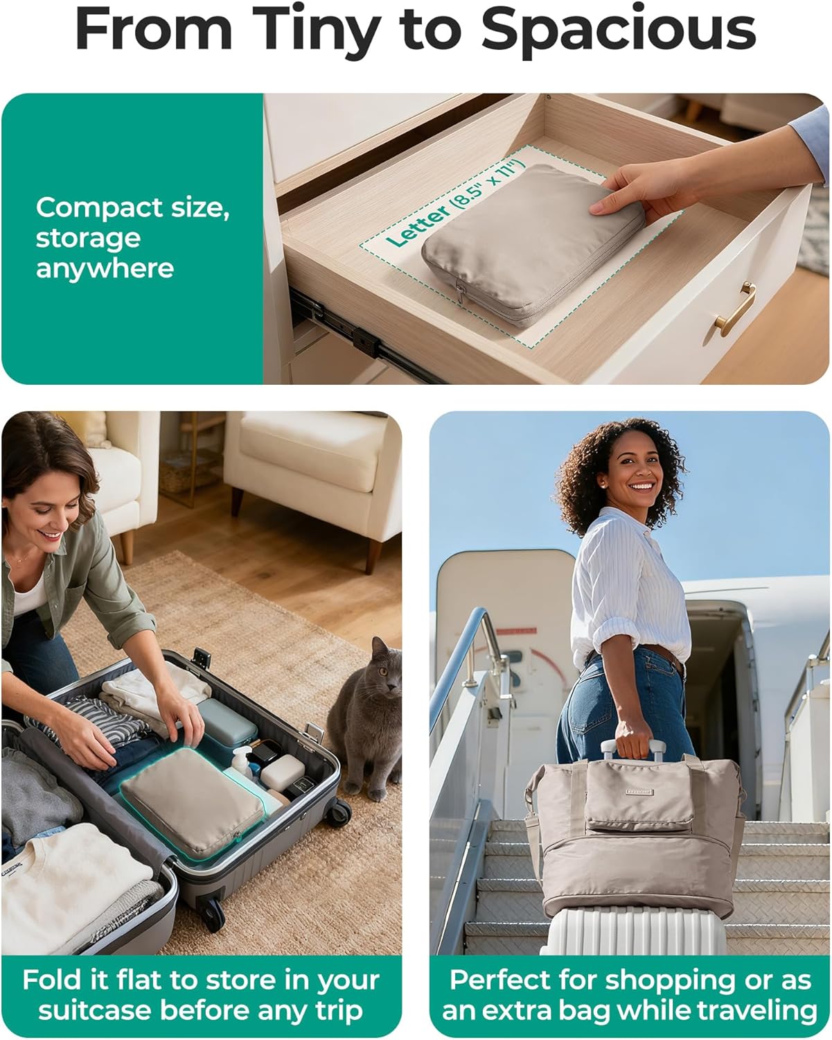 Custom Expandable Foldable Travel Bag with Trolley Sleeve