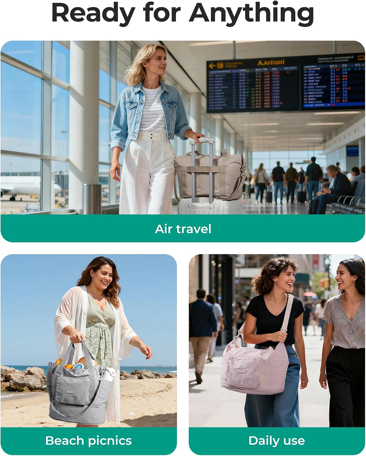 Custom Expandable Foldable Travel Bag with Trolley Sleeve