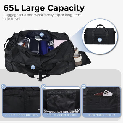Custom Foldable Travel Duffel Bag with Shoe Compartment