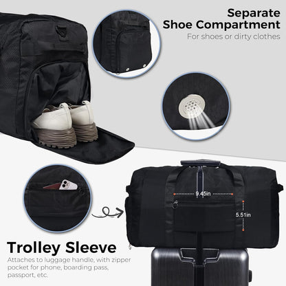 Custom Foldable Travel Duffel Bag with Shoe Compartment