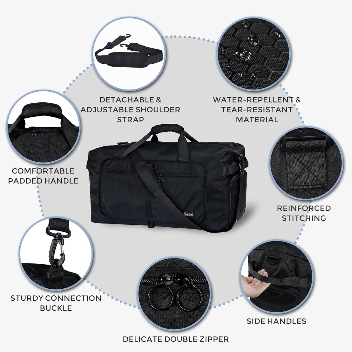 Custom Foldable Travel Duffel Bag with Shoe Compartment