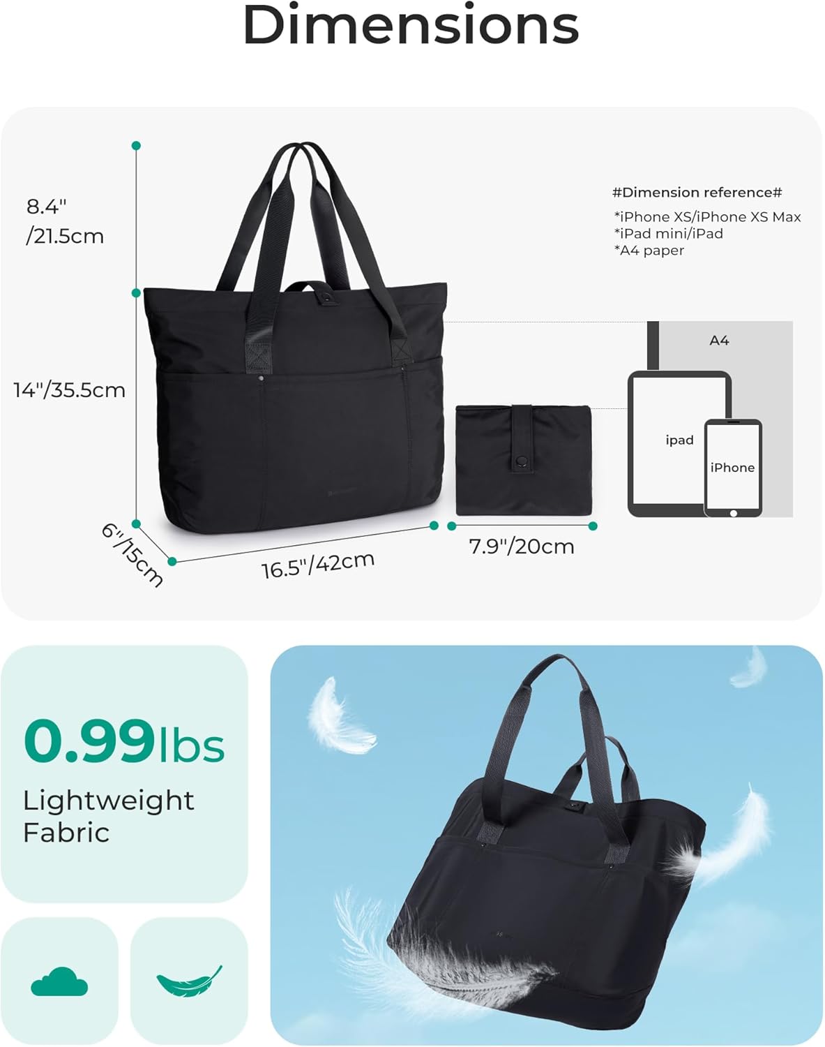 Custom Foldable Travel Tote Bag with Zipper
