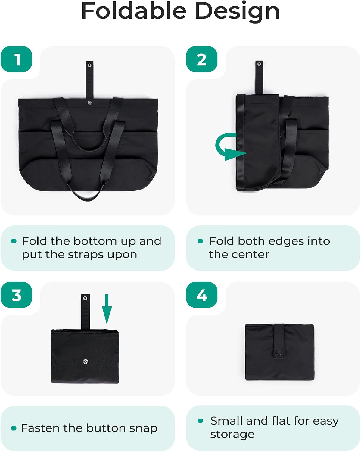 Custom Foldable Travel Tote Bag with Zipper