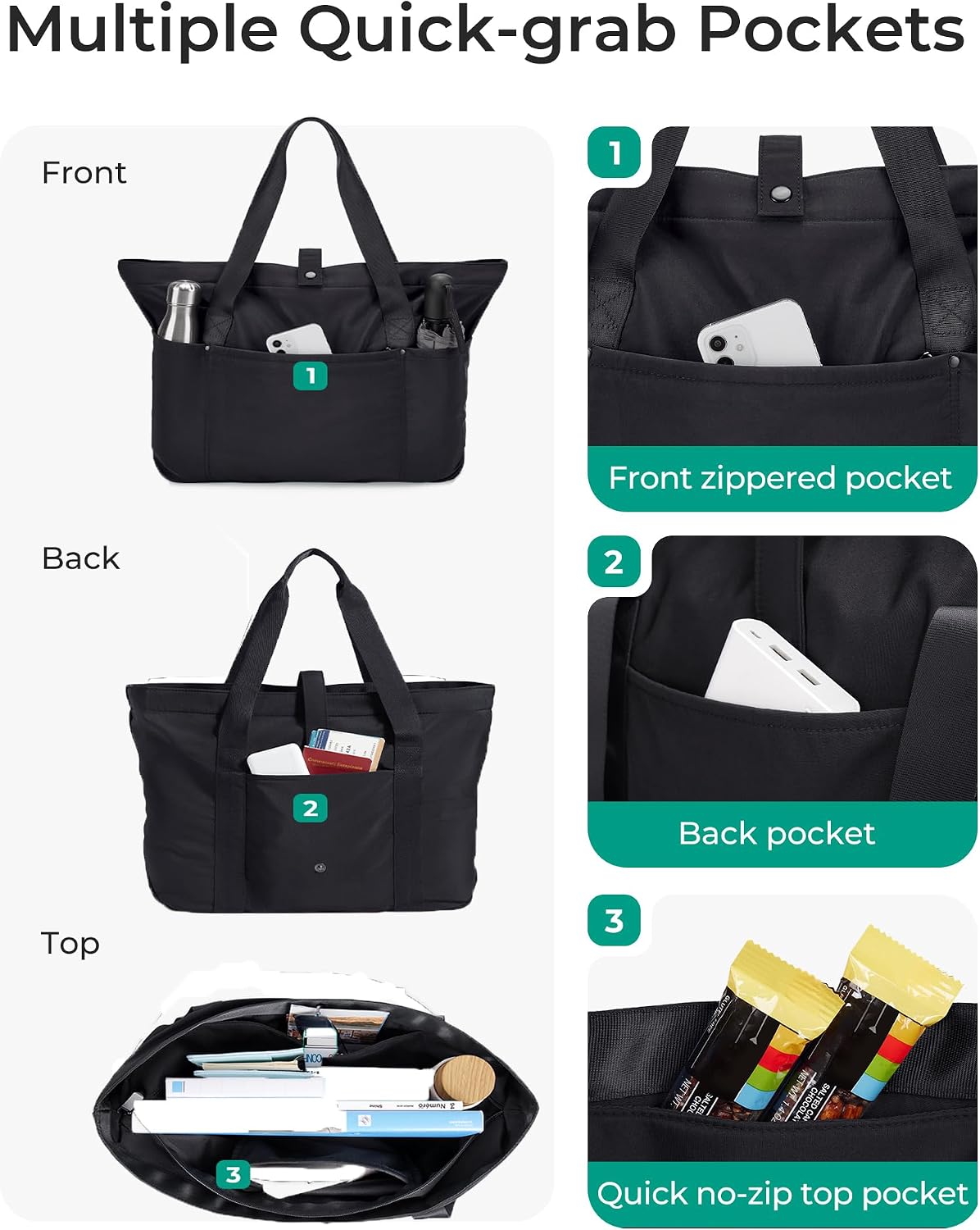 Custom Foldable Travel Tote Bag with Zipper