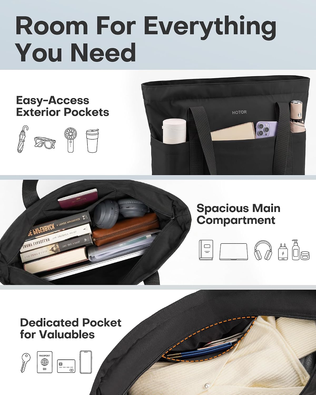 Custom Foldable Travel Tote Bag with Zipper