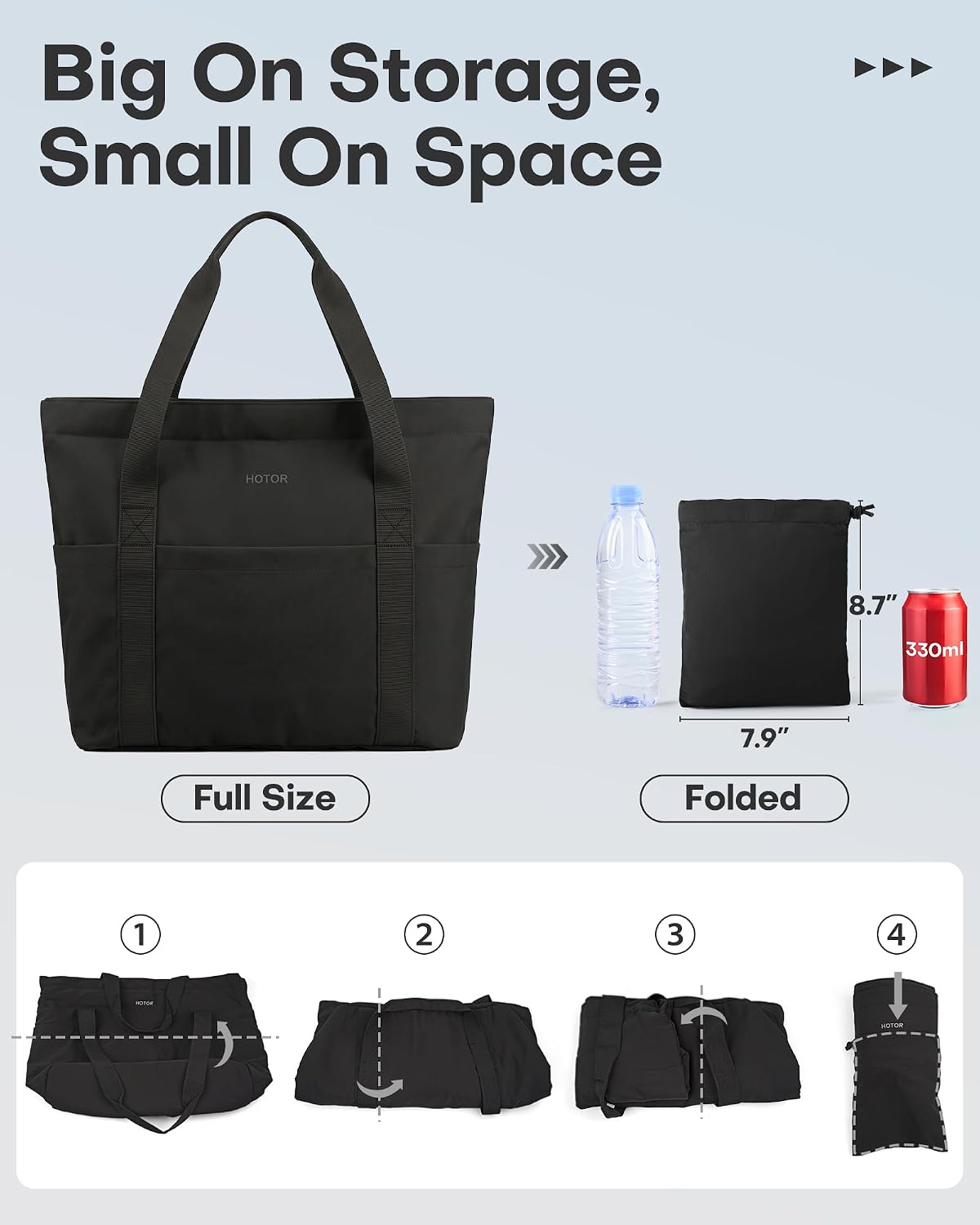 Custom Foldable Travel Tote Bag with Zipper