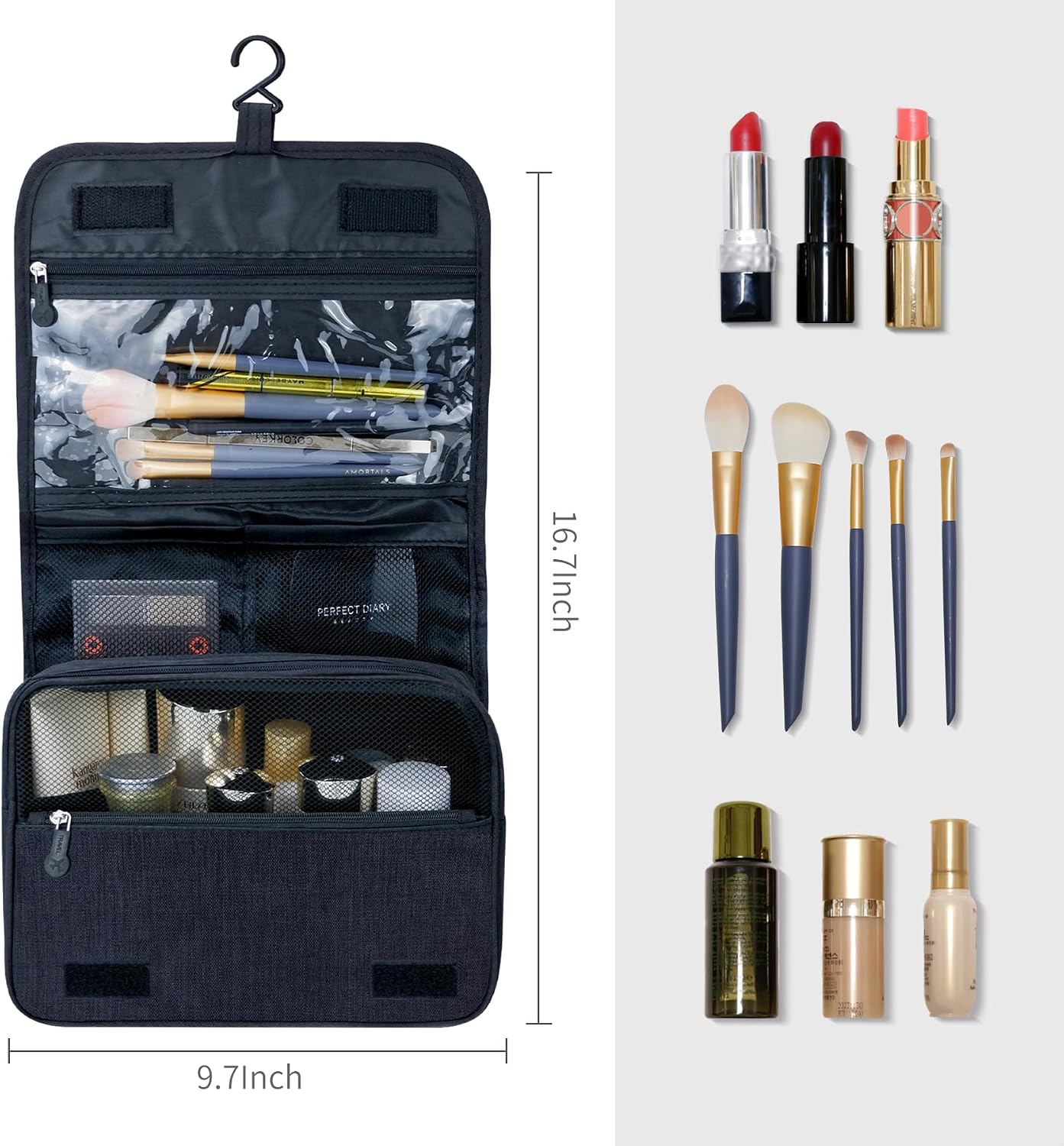 Custom Hanging Travel Toiletry Bag with Waterproof Compartments