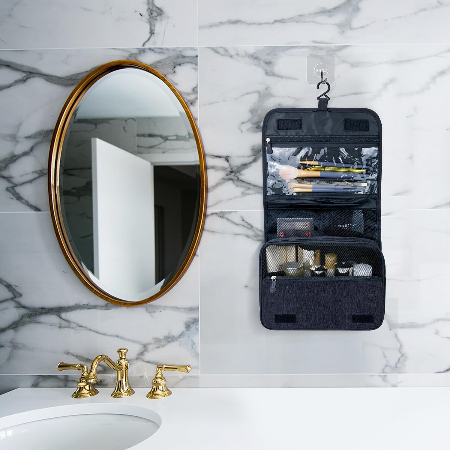 Custom Hanging Travel Toiletry Bag with Waterproof Compartments