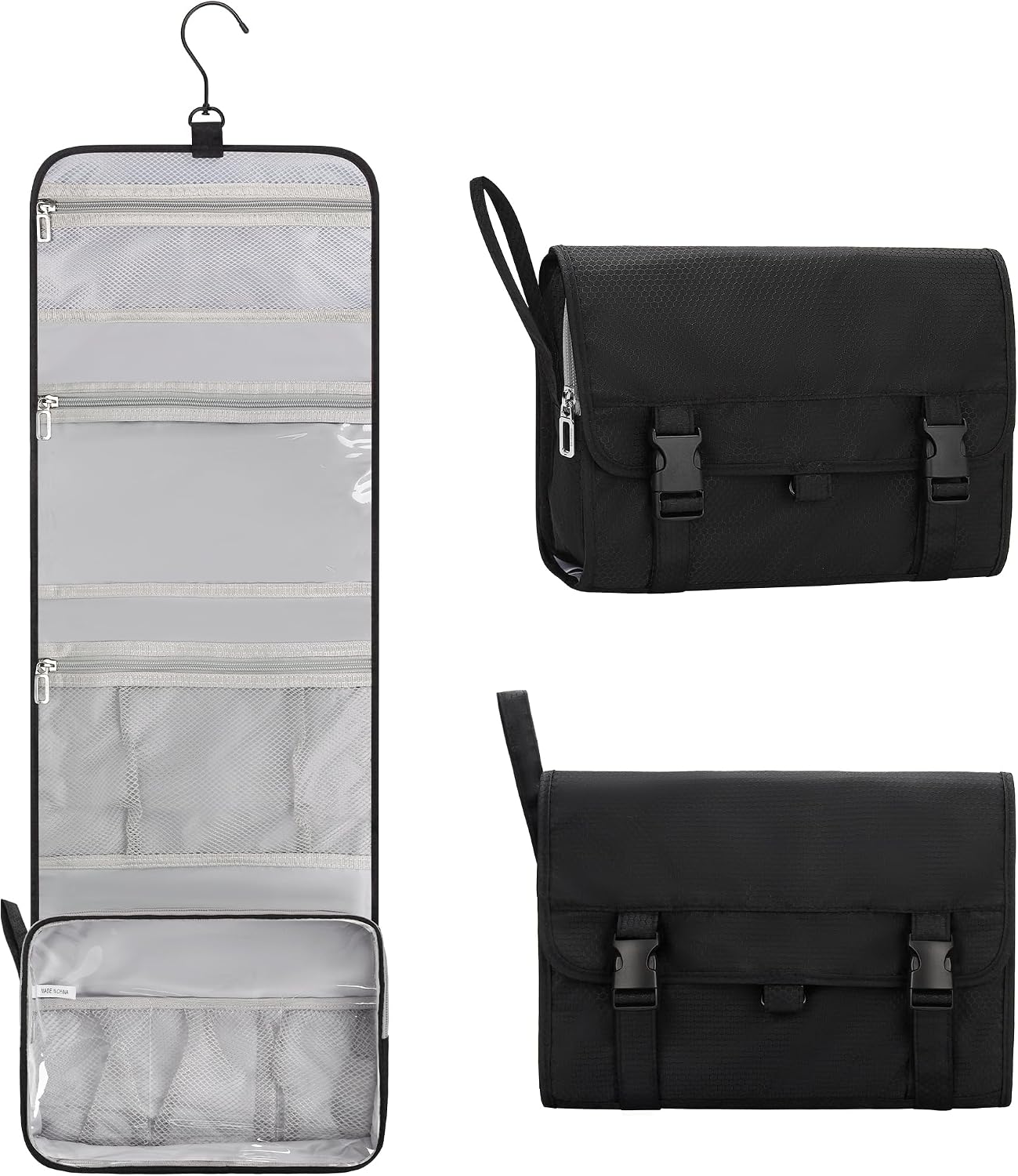 Custom Hanging Travel Toiletry Bag with Zipper Compartments