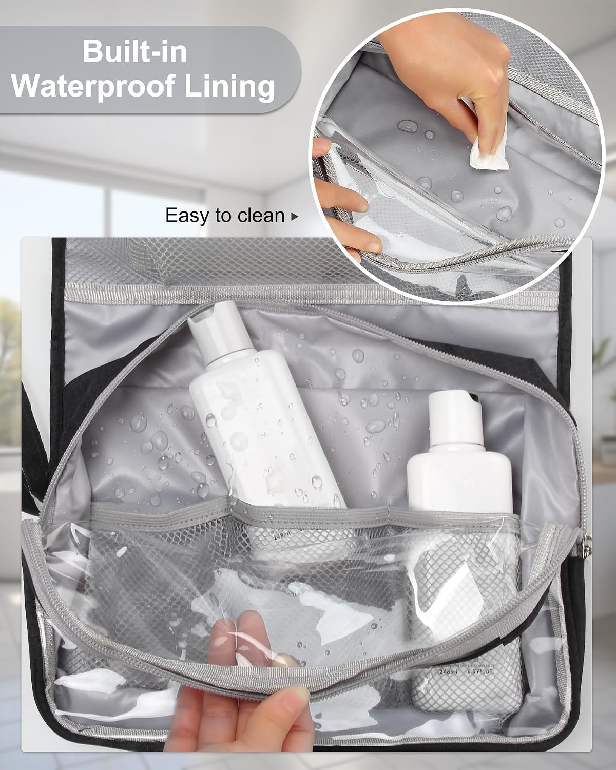 Custom Hanging Travel Toiletry Bag with Zipper Compartments