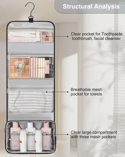 Custom Hanging Travel Toiletry Bag with Zipper Compartments