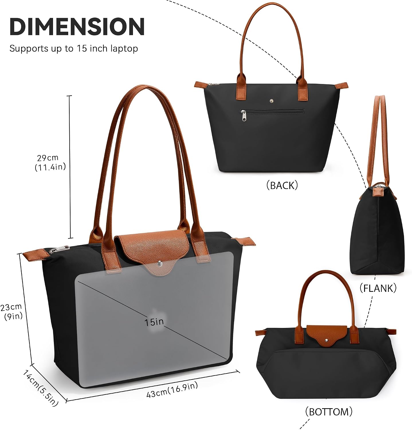 Custom Large-Capacity Nylon Tote Bag with Zipper
