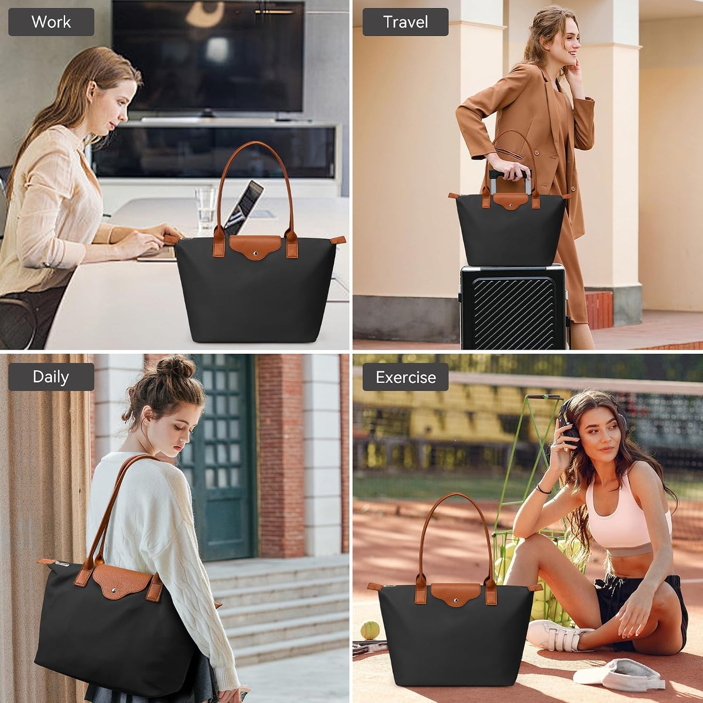 Custom Large-Capacity Nylon Tote Bag with Zipper