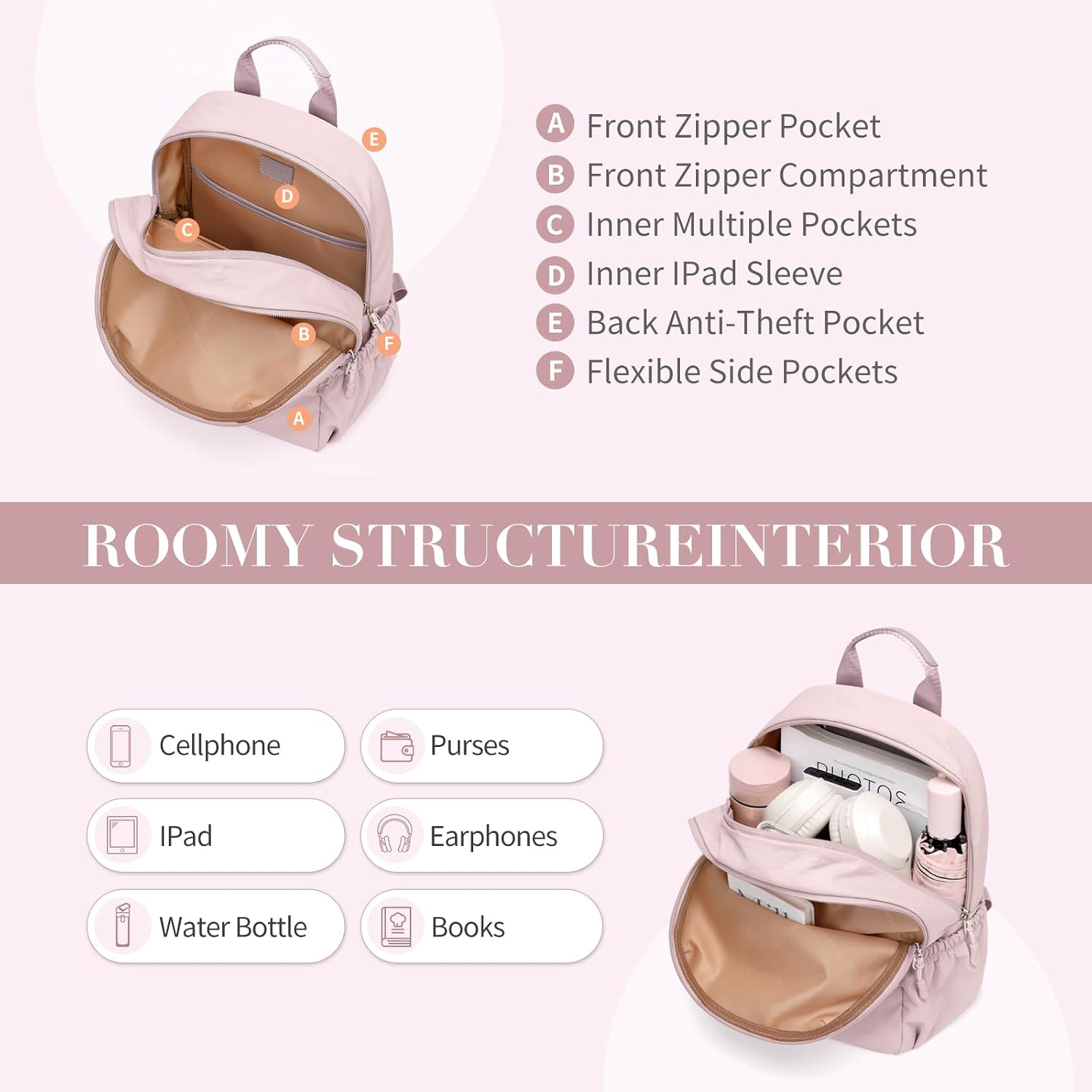 Custom Lightweight Nylon Backpack with Organized Compartments