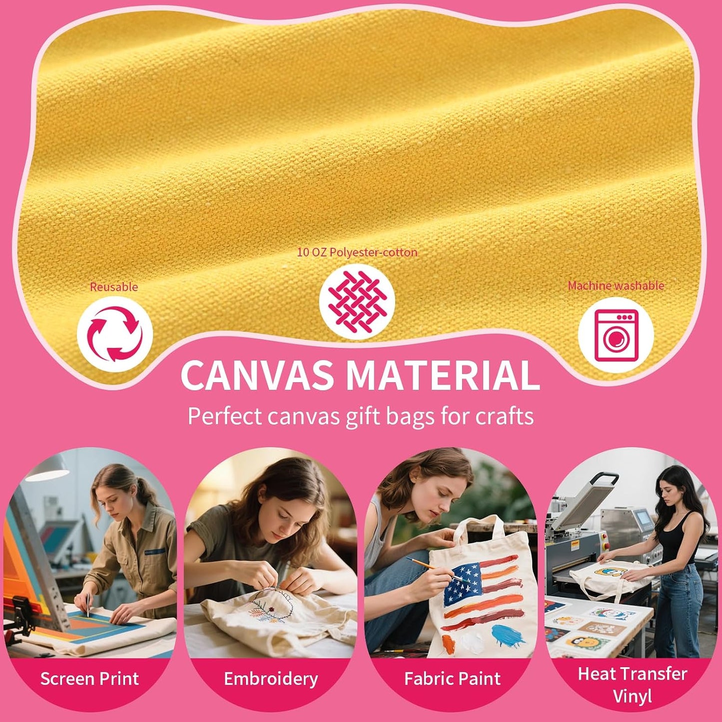 Custom Mini Canvas Tote Bag with Reinforced Handles