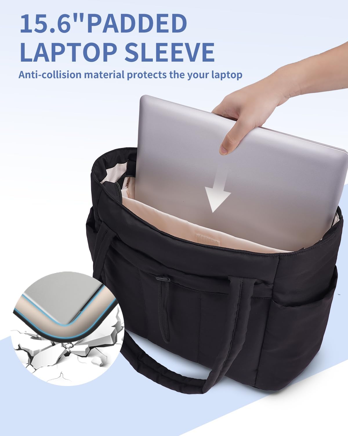 Custom Puffer Tote Bag with Laptop Compartment