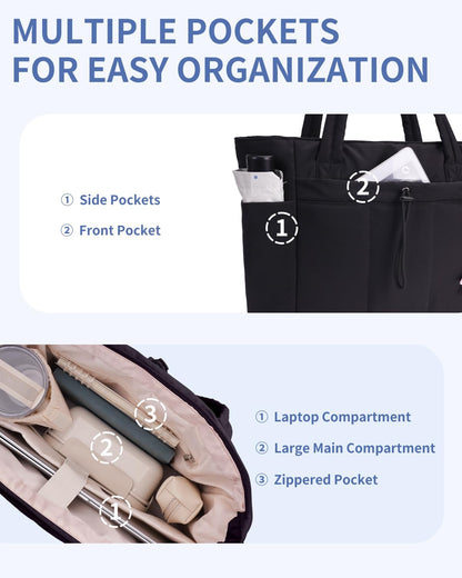 Custom Puffer Tote Bag with Laptop Compartment