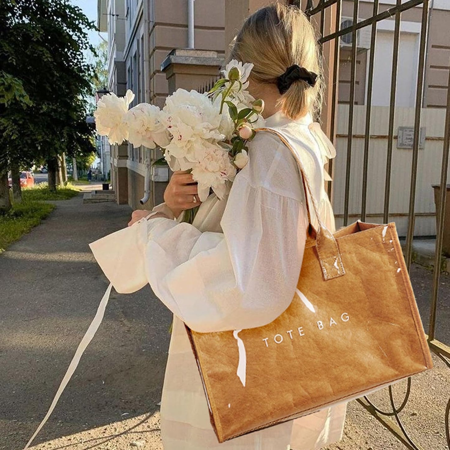Custom PVC Kraft Paper Tote Bag with Top Handle