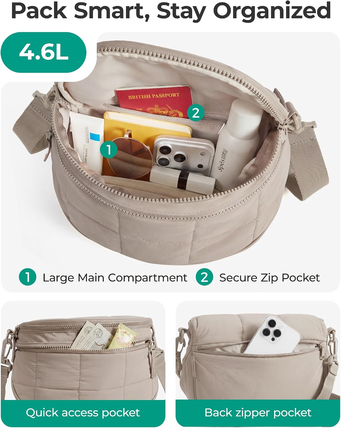 Custom Quilted Crossbody Sling Bag with Pouch
