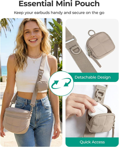Custom Quilted Crossbody Sling Bag with Pouch