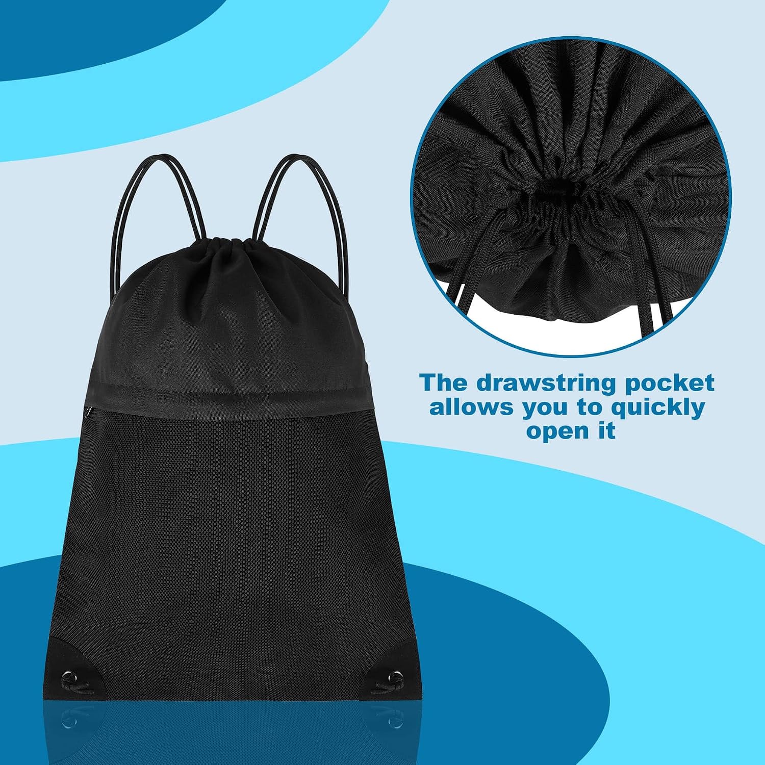 Custom Sports Drawstring Backpack with Mesh Pocket