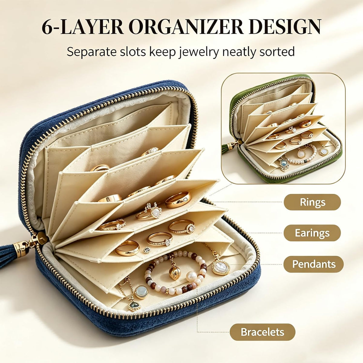 Custom Travel Jewelry Pouch with Zipper