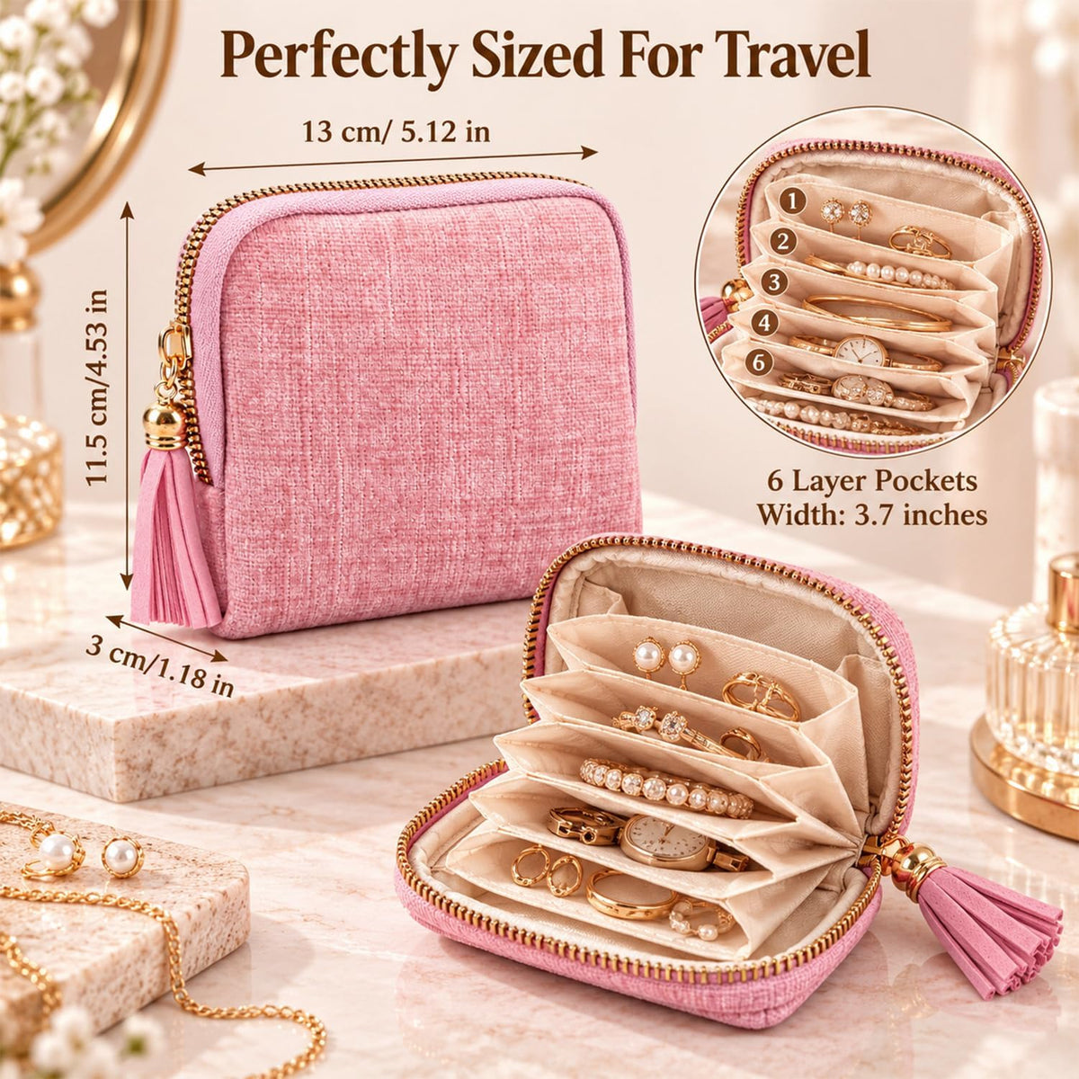 Custom Travel Jewelry Pouch with Zipper