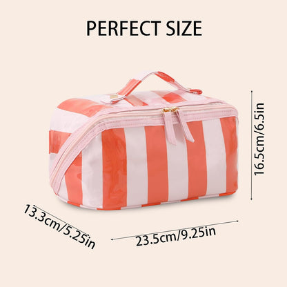 Custom Travel Makeup Cosmetic Bag with Open Flat Zipper