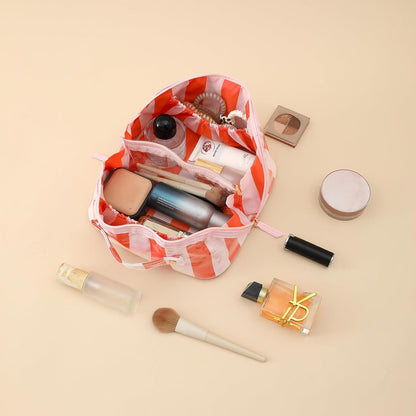 Custom Travel Makeup Cosmetic Bag with Open Flat Zipper