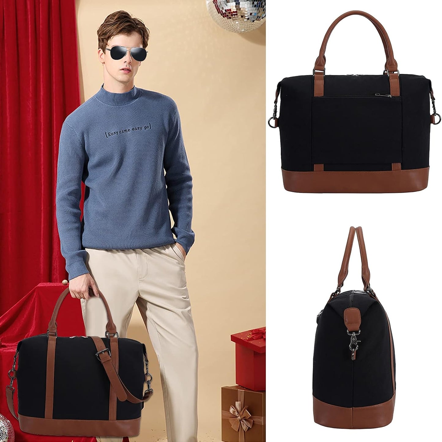Custom Travel Weekender Tote Bag with Zipper and Trolley Sleeve