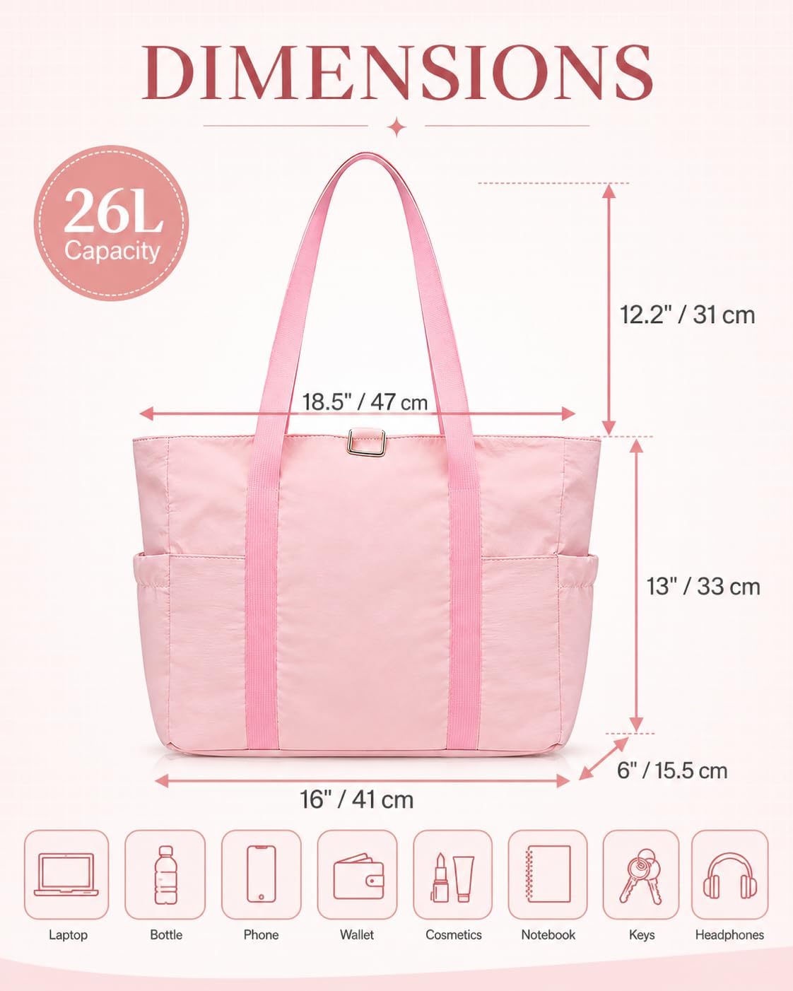 Custom Travel Zipper Tote Bag with Laptop Compartment