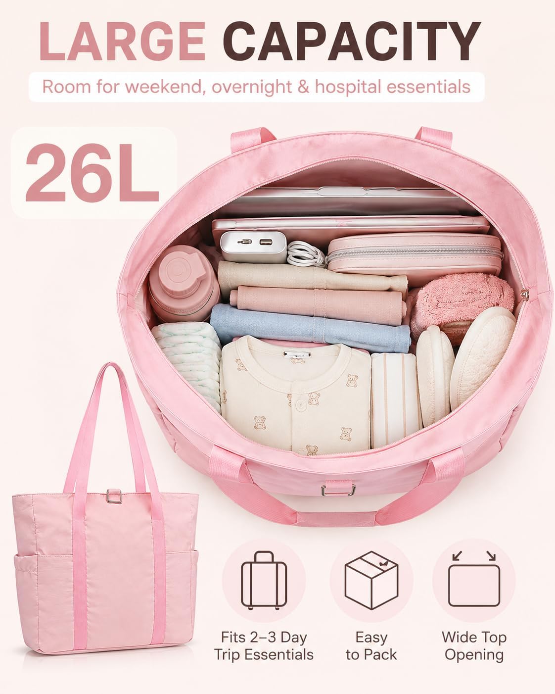 Custom Travel Zipper Tote Bag with Laptop Compartment