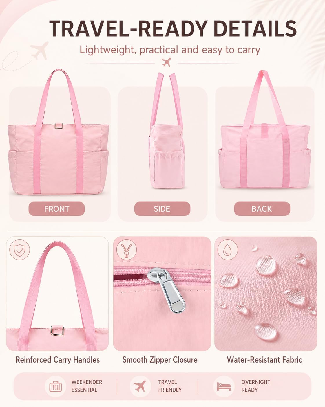 Custom Travel Zipper Tote Bag with Laptop Compartment