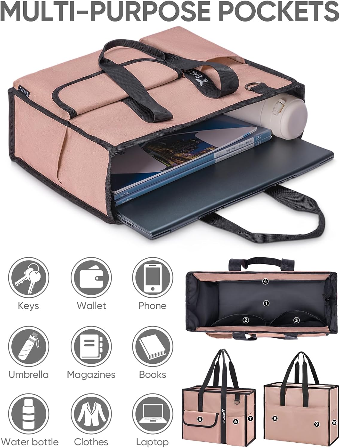 Custom Utility Tote Bag with Zipper Closure