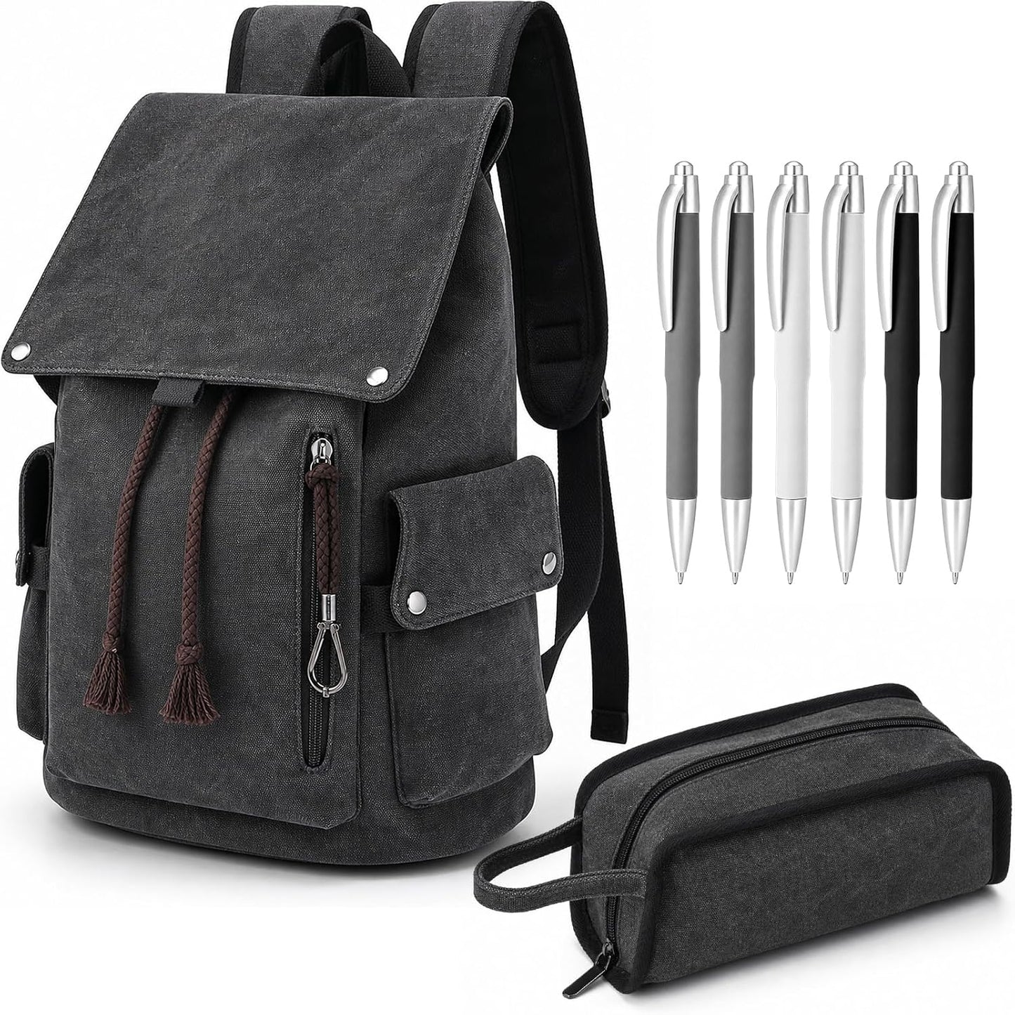 Custom Vintage Canvas Laptop Backpack with Organized Compartments