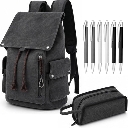 Custom Vintage Canvas Laptop Backpack with Organized Compartments