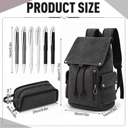Custom Vintage Canvas Laptop Backpack with Organized Compartments