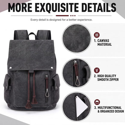 Custom Vintage Canvas Laptop Backpack with Organized Compartments